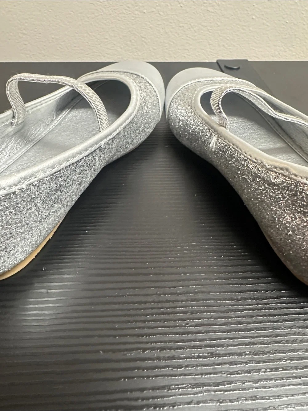 Girls Disney Silver Glitter Mary Jane Kids Shoes SZ 13